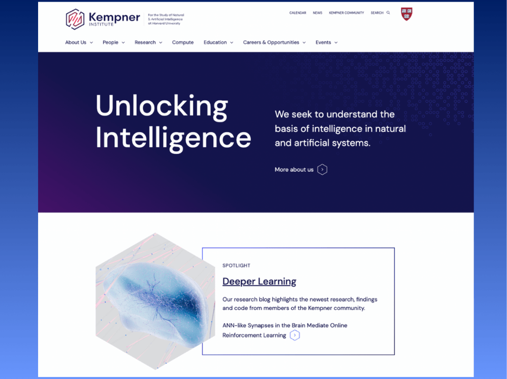 The image appears to be the website for the "Kempner Institute" at Harvard University, based on the presence of a link to ...